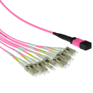 Cable Fanout de fibra óptica 50/125 OM4 multimodo MTP Hembra 6 X LC dúplex 12 fibras - 1m