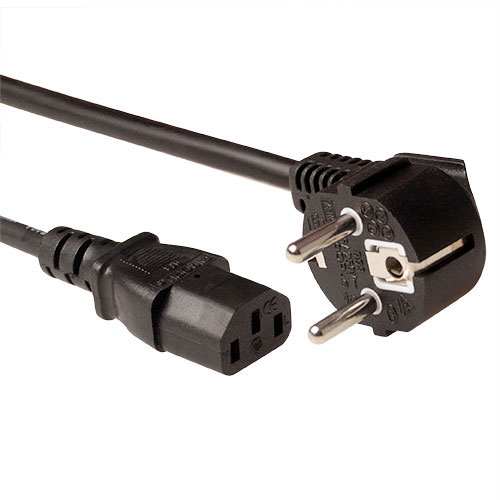 Cable de alimentación LSZH Schuko Macho angulado - C13 Negro - 1.5m