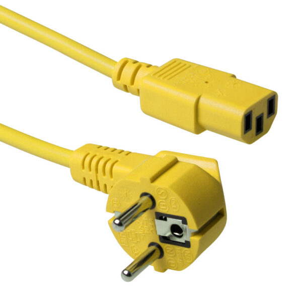 Cable de alimentación Schuko Macho angulado - C13 amarillo - 0.6m