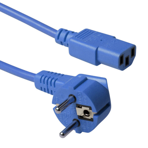 Cable de alimentación Schuko Macho angulado - C13 azul - 1.8m