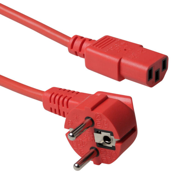 Cable de alimentación Schuko Macho angulado - C13 rojo - 0.6m