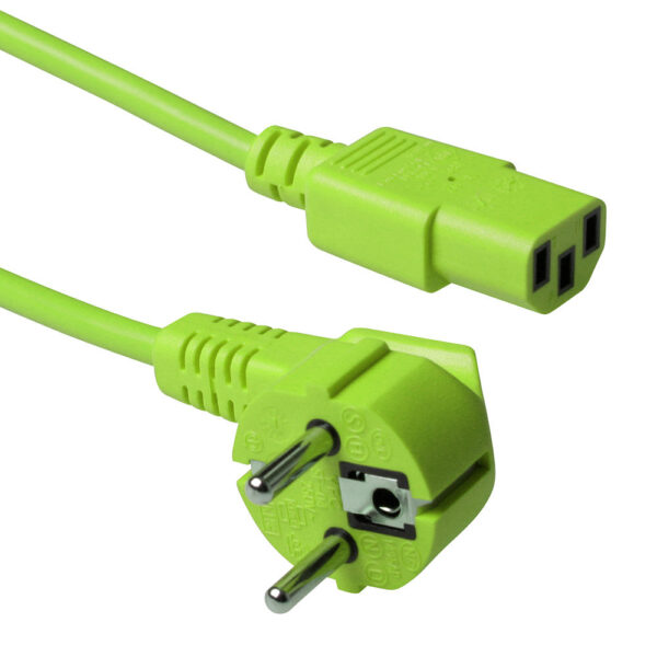 Cable de alimentación Schuko Macho angulado - C13 verde - 1.2m