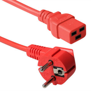 Cable de alimentación Schuko Macho angulado - C19 rojo - 0.6m