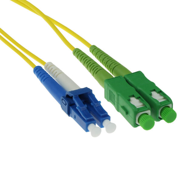 Cable de fibra óptica 9/125 OS2 Monomodo Dúplex LSZH Conector SC/APC y LC/PC - 0.5m