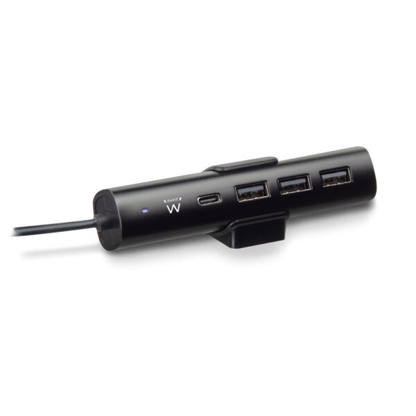 Cargador USB. 4 puertos. 36W. 1x USB C con Power Delivery. 3x USB A con Smart IC. Negro cable de - 1.9m