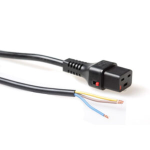 IEC Lock Cable de Conexión 230V C19 bloqueable - Extremo abierto Negro - 1m