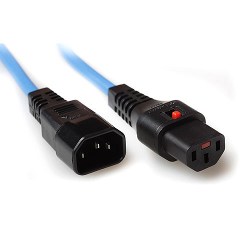 IEC Lock Cable de conexión 230V C13 bloqueable - C14 Azul - 0.5m