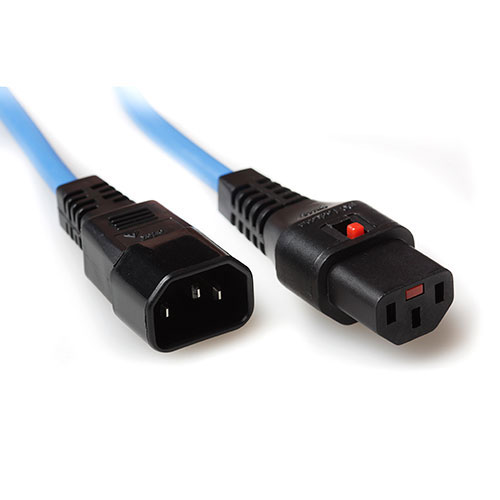 IEC Lock Cable de conexión 230V C13 bloqueable - C14 Azul - 1.5m