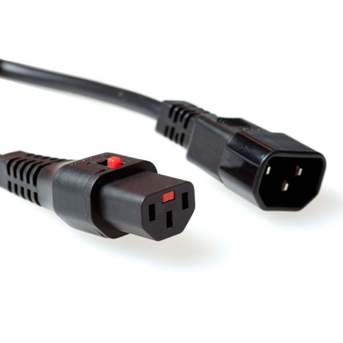 IEC Lock Cable de conexión 230V C13 bloqueable - C14 Negro - 2m
