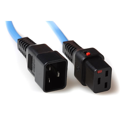 IEC Lock Cable de conexión 230V C19 bloqueable - C20 Azul: - 2m
