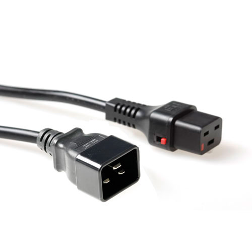 IEC Lock Cable de conexión 230V C19 bloqueable - C20 Negro - 1m