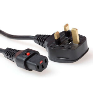 IEC Lock Cable de conexión de 230V conector UK - C13 bloqueable - 2m