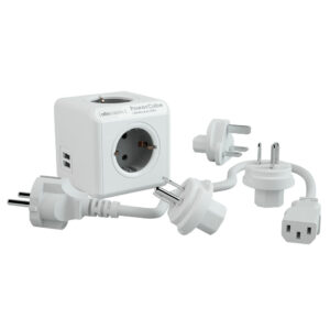 Regleta PowerCube. de 5 tomas + USB + Conectores para viaje