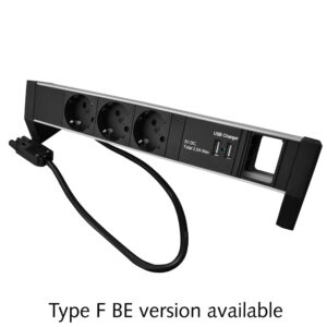 Regleta para Mesa de escritorio 3 enchufes + 2x USB - 0.6m