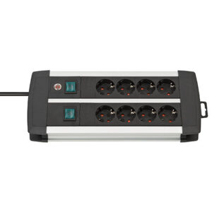 Unidad de distribución de energía Premium Duo Alu-Line. 8 tomas - 3m. negro. con interruptor