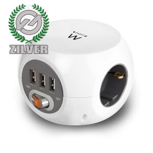Unidad de distribución de energía con puertos USB. 3 tomas Blanco 1.5m